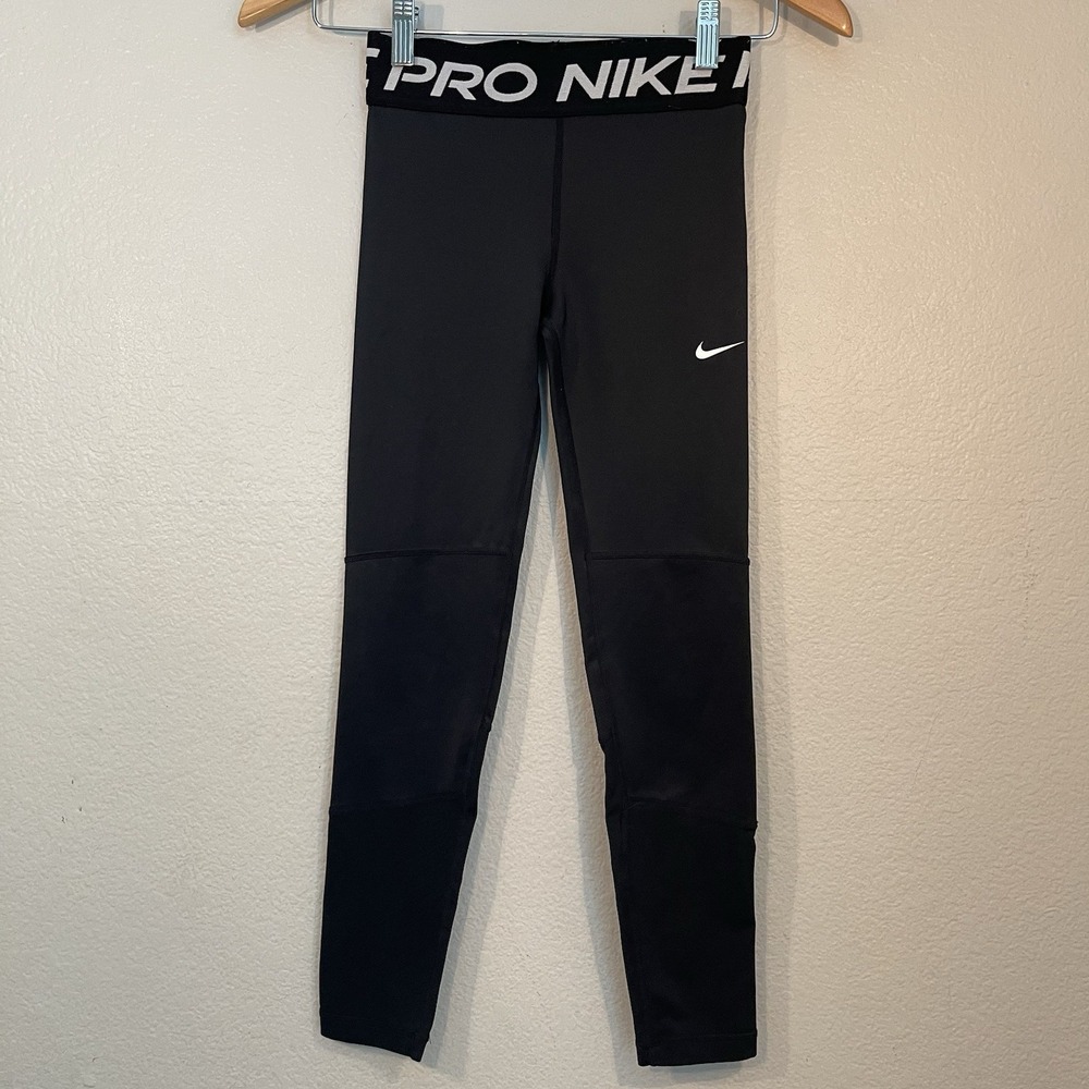 Nike Pro Girls Medium Essential Dri-FIT Black Leggings Athleisure School Play